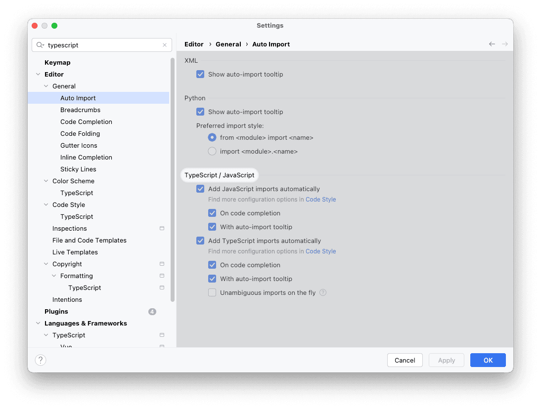 WebStorm Settings 2